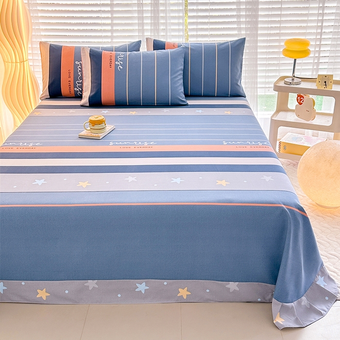 91家纺网 家纺一手货源 找家纺 家贝爱 2024新款加厚原棉磨毛花边床单 繁星点点