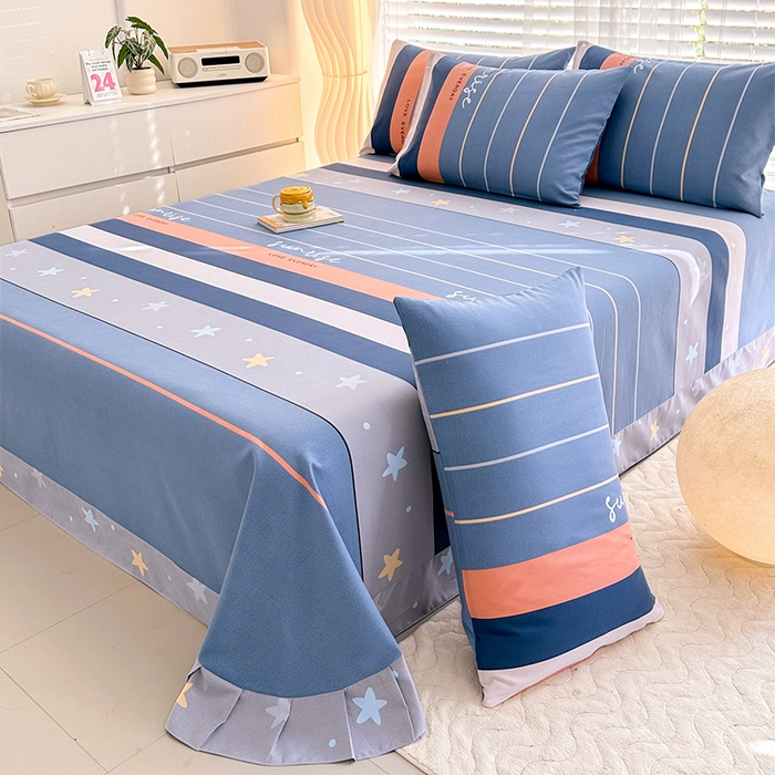 91家纺网 家纺一手货源 找家纺 家贝爱 2024新款加厚原棉磨毛花边床单 繁星点点