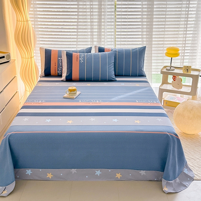 91家纺网 家纺一手货源 找家纺 家贝爱 2024新款加厚原棉磨毛花边床单 繁星点点