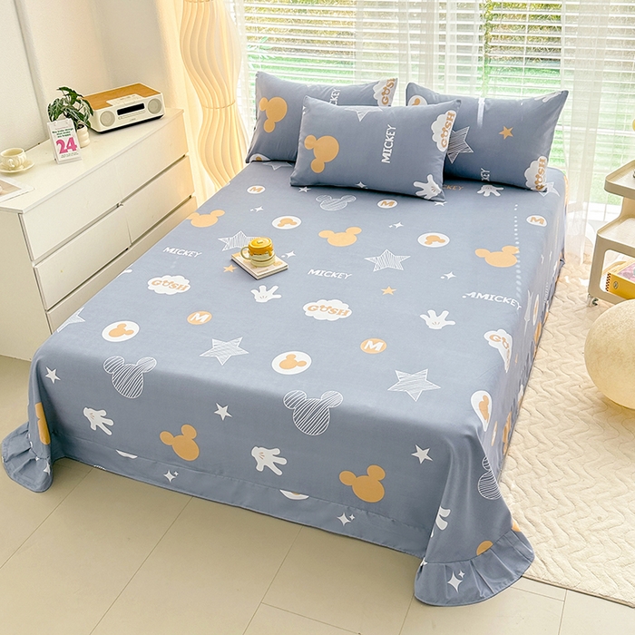 91家纺网 家纺一手货源 找家纺 家贝爱 2024新款加厚原棉磨毛花边床单 欢乐假日