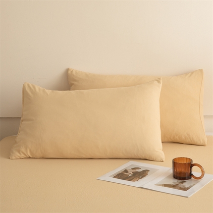 多品家纺 2024新款水洗棉枕套 杏黄