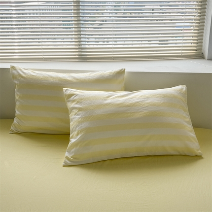 多品家纺 2024新款水洗棉枕套 奶酪芝士黄