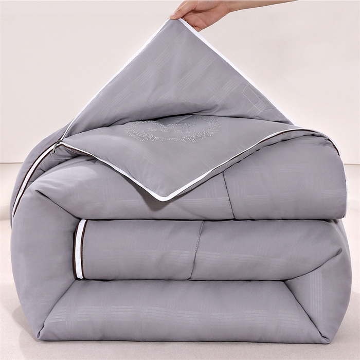 91家纺网 家纺一手货源 找家纺 前程家纺 2025新款烫钻款被冬被春秋被拉链二合一子母被双胎被拉链款 烫钻款-灰色