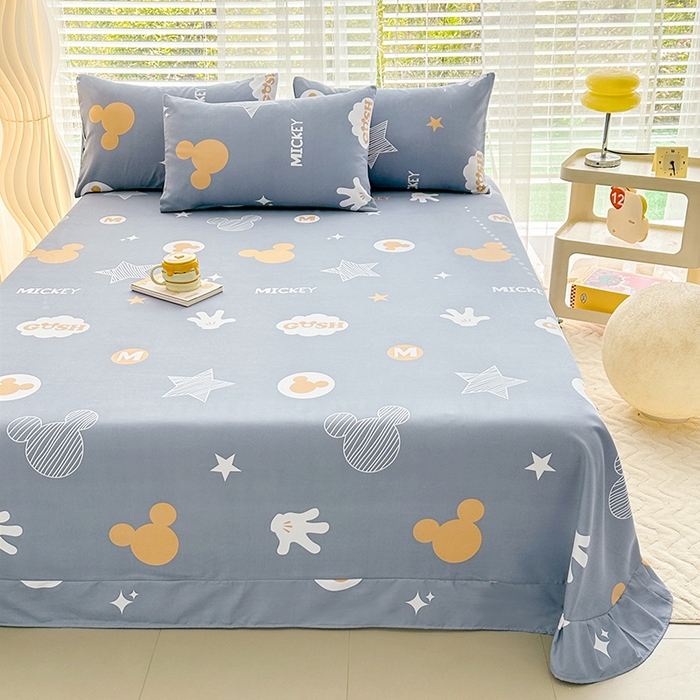 91家纺网 家纺一手货源 找家纺 家贝爱 2024新款加厚原棉磨毛花边床单 欢乐假日