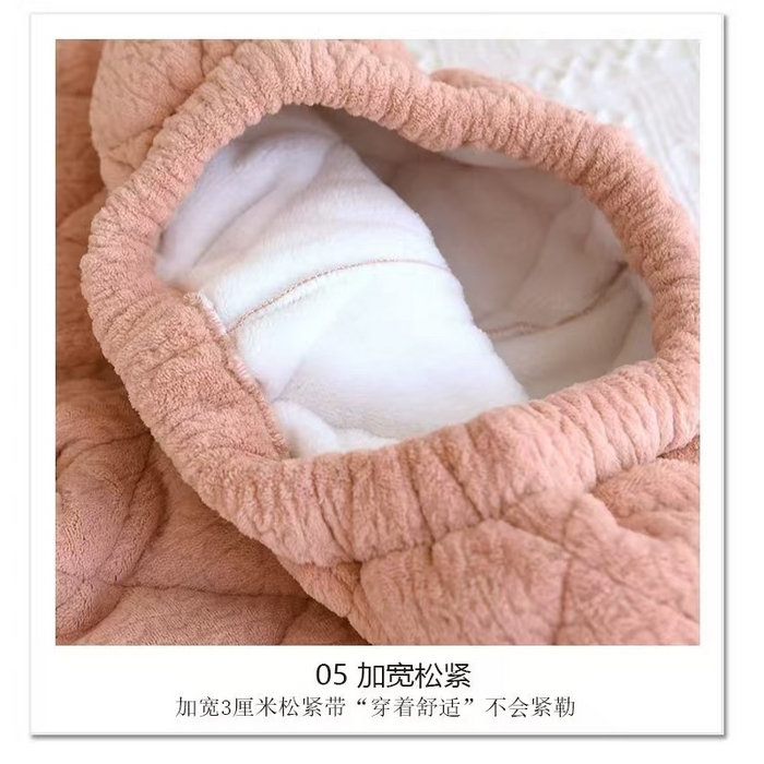 91家纺网 家纺一手货源 找家纺 2024新款睡衣女秋冬短绒长袖加厚冬季开衫家居服三层夹棉保暖卡通翻领套装 粉色