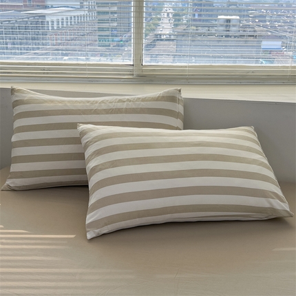 多品家纺 2024新款水洗棉枕套 暮落浅咖