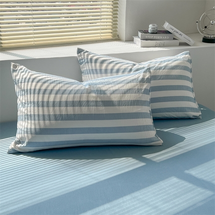 多品家纺 2024新款水洗棉枕套 星蓝