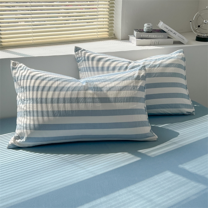 91家纺网 家纺一手货源 找家纺 多品家纺 2024新款水洗棉枕套 星蓝