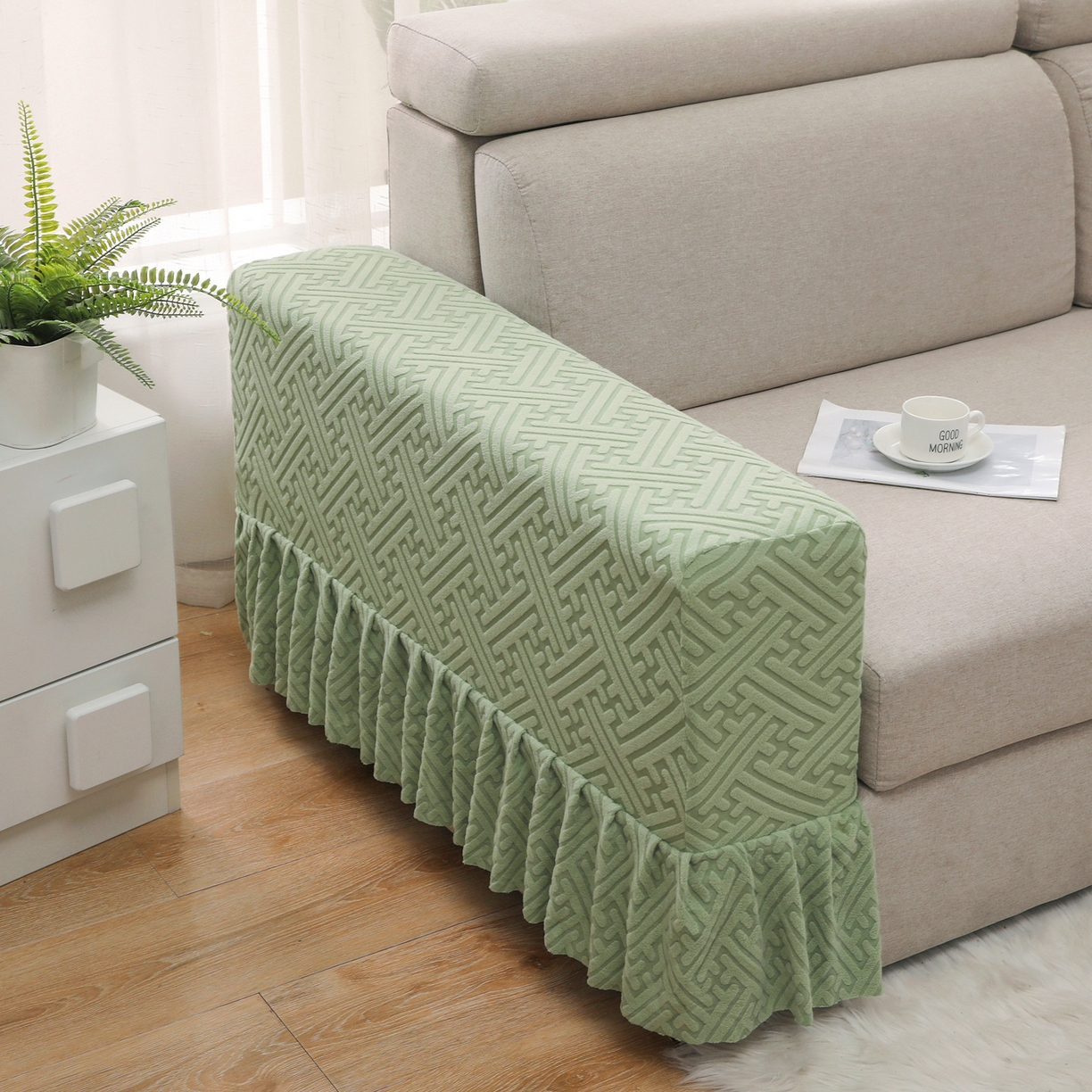 91家纺网 家纺一手货源 找家纺 千彤沙发垫 2024新款沙发扶手套-清韵系列 清韵-浅绿