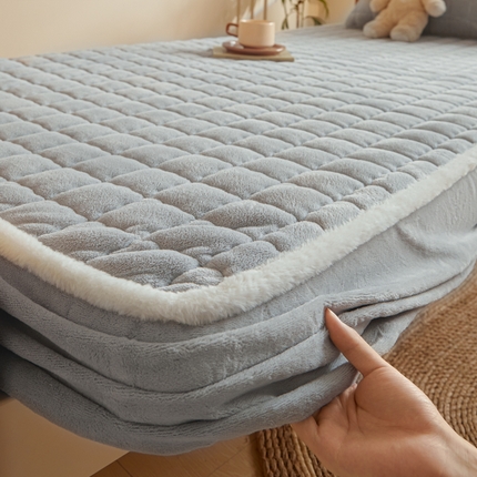 鑫钰 2024新款秋冬季学生宿舍专用加厚牛奶绒床笠-暖格 暖格-浅灰