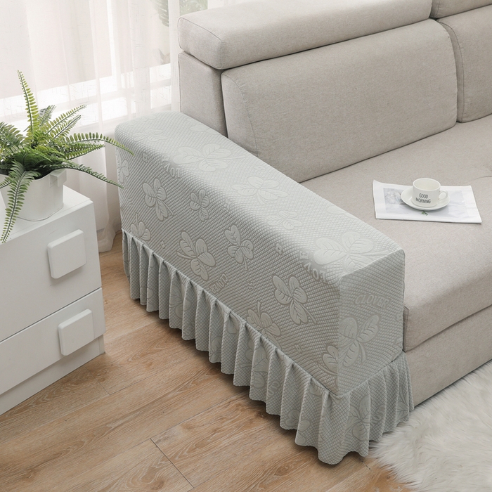 91家纺网 家纺一手货源 找家纺 千彤沙发垫 2024新款沙发扶手套-三叶草系列 三叶草-浅灰