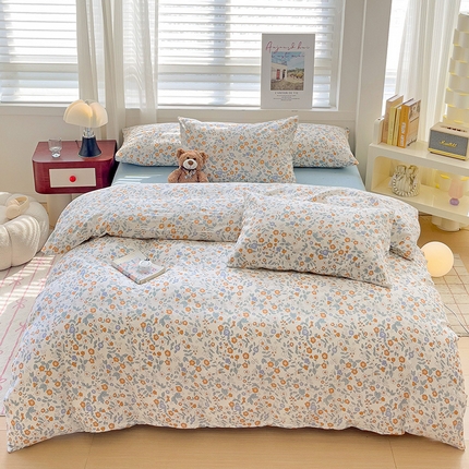 91家纺网 家纺一手货源 找家纺 卡普家居 2025新款法式全棉小香风碎花四件套-实景拍摄 花香谷