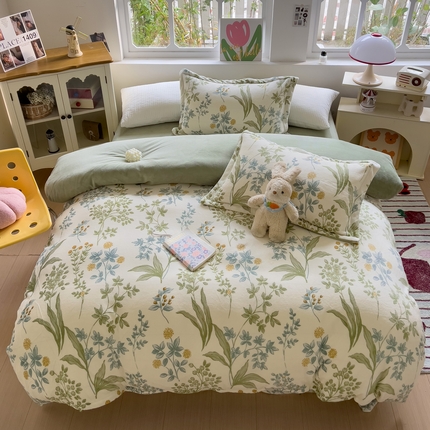 91家纺网 家纺一手货源 找家纺 （总）乐童家纺 2024新款跑量款牛奶绒床裙四件套