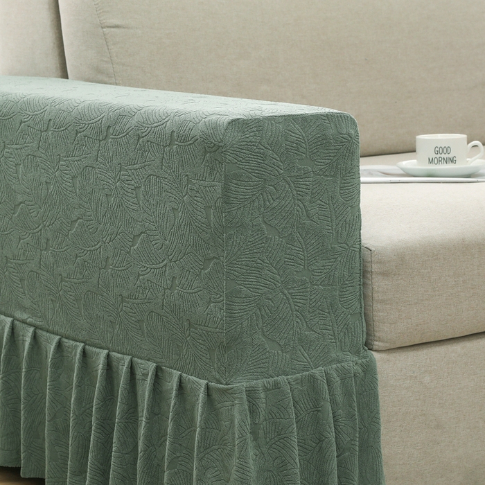 91家纺网 家纺一手货源 找家纺 千彤沙发垫 2024新款沙发扶手套-小树叶系列 小树叶-豆绿