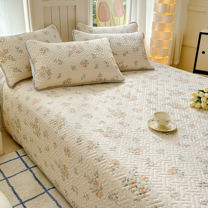 91家纺网 家纺一手货源 找家纺 芯元素 2024新款云纱棉床盖三件套 暗香