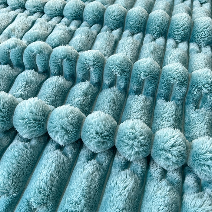 91家纺网 家纺一手货源 找家纺 金喜 2024新款纯色仿裘皮兔绒毛毯包边款多用途毛毯办公室午睡毯家用毛毯被  青竹绿