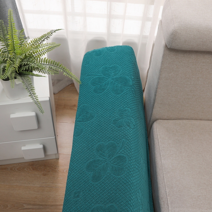 91家纺网 家纺一手货源 找家纺 千彤沙发垫 2024新款沙发扶手套-三叶草系列 三叶草-孔雀蓝