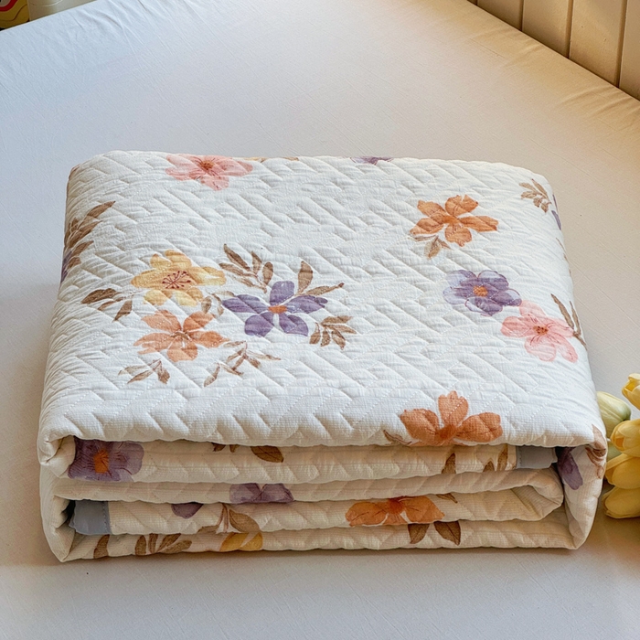 91家纺网 家纺一手货源 找家纺 芯元素 2024新款云纱棉床盖三件套 瑾年