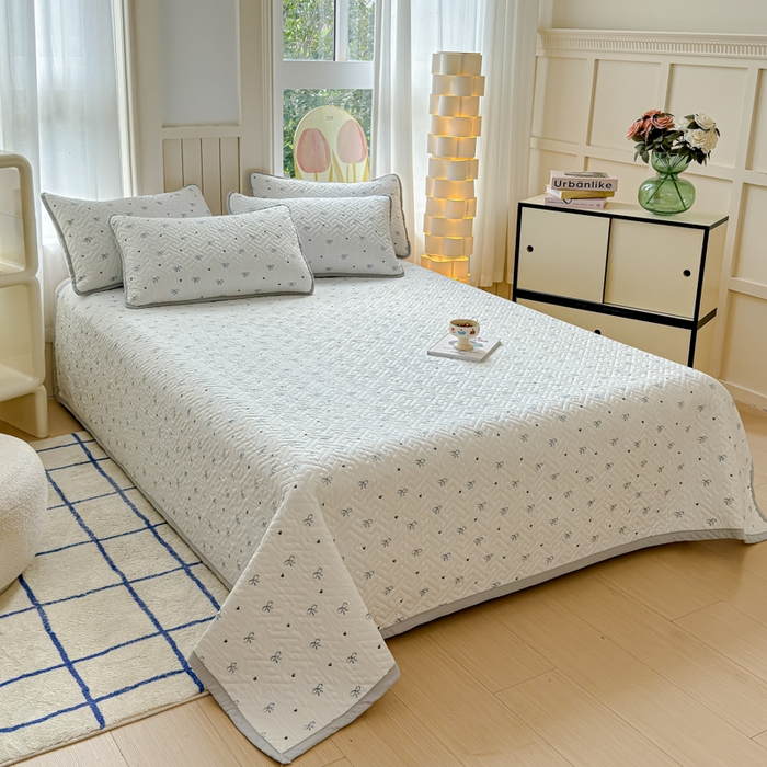 91家纺网 家纺一手货源 找家纺 芯元素 2024新款云纱棉床盖三件套 甜心兰