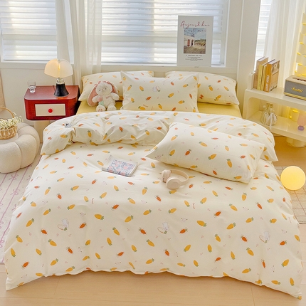 91家纺网 家纺一手货源 找家纺 卡普家居 2025新款法式全棉小香风碎花四件套-实景拍摄 萝卜蹲