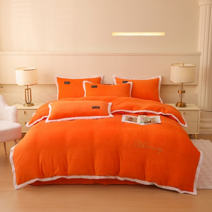 91家纺网 家纺一手货源 找家纺 （总）秋艳家纺 2024新款牛奶绒刺绣包边款四件套