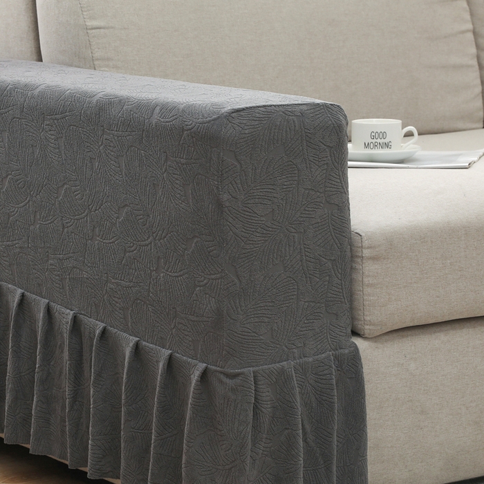 91家纺网 家纺一手货源 找家纺 千彤沙发垫 2024新款沙发扶手套-小树叶系列 小树叶-深灰