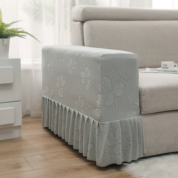 91家纺网 家纺一手货源 找家纺 千彤沙发垫 2024新款沙发扶手套-三叶草系列 三叶草-浅灰