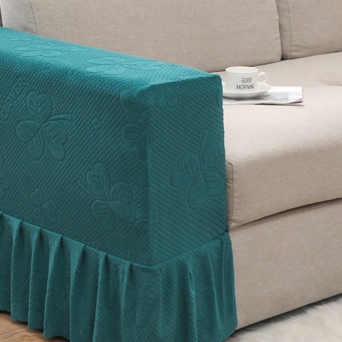 91家纺网 家纺一手货源 找家纺 千彤沙发垫 2024新款沙发扶手套-三叶草系列 三叶草-孔雀蓝