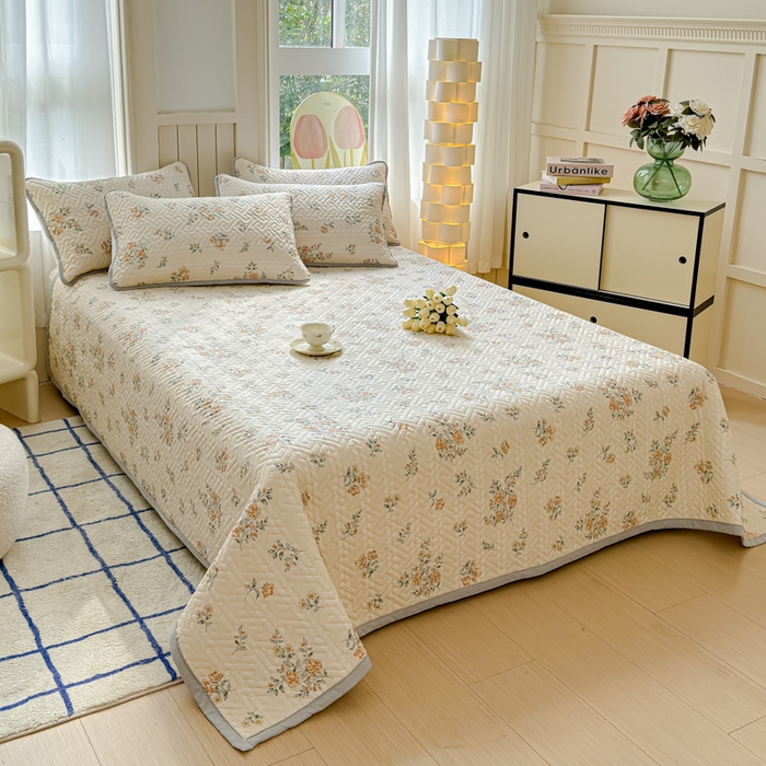 91家纺网 家纺一手货源 找家纺 芯元素 2024新款云纱棉床盖三件套 暗香