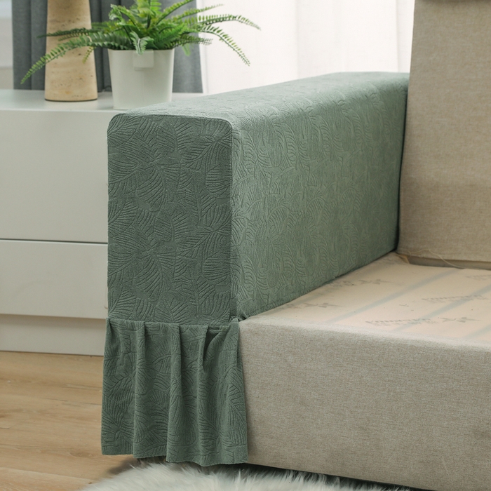 91家纺网 家纺一手货源 找家纺 千彤沙发垫 2024新款沙发扶手套-小树叶系列 小树叶-豆绿