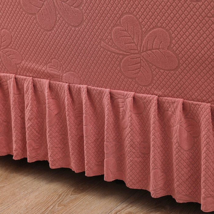 91家纺网 家纺一手货源 找家纺 千彤沙发垫 2024新款沙发扶手套-三叶草系列 三叶草-豆沙红