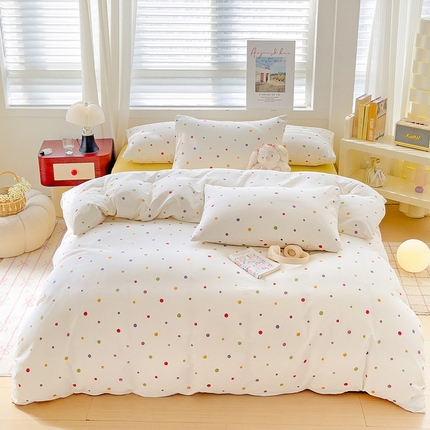 91家纺网 家纺一手货源 找家纺 卡普家居 2025新款法式全棉小香风碎花四件套-实景拍摄 小波点