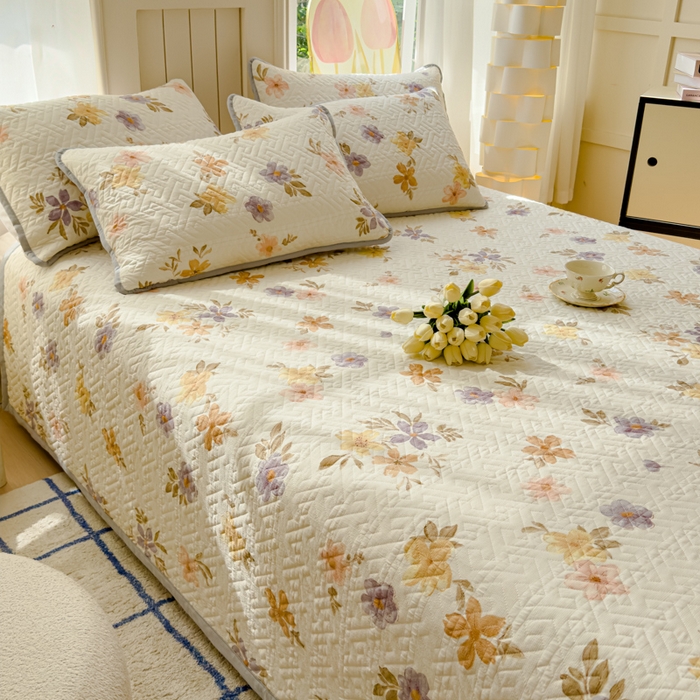 91家纺网 家纺一手货源 找家纺 芯元素 2024新款云纱棉床盖三件套 瑾年