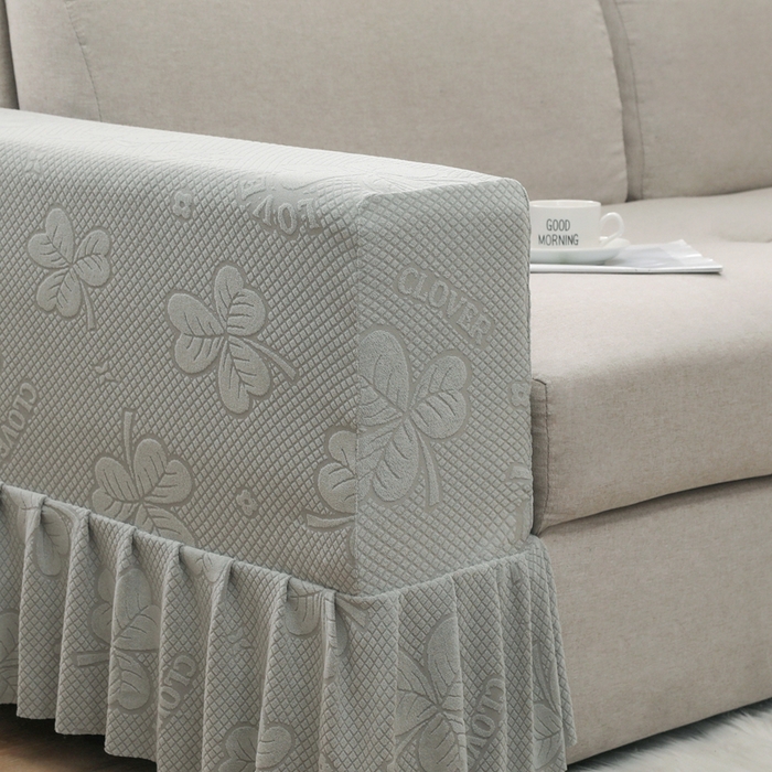 91家纺网 家纺一手货源 找家纺 千彤沙发垫 2024新款沙发扶手套-三叶草系列 三叶草-浅灰