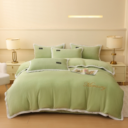 91家纺网 家纺一手货源 找家纺 （总）秋艳家纺 2024新款牛奶绒刺绣包边款四件套