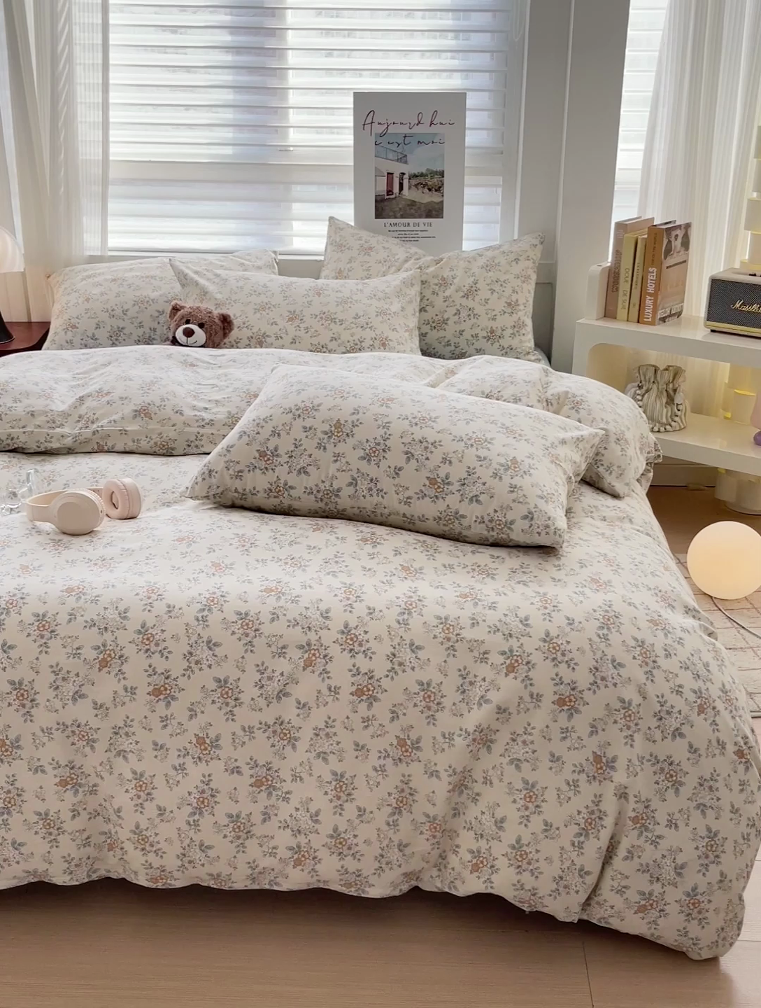 91家纺网 家纺一手货源 找家纺 卡普家居 2025新款法式全棉小香风碎花四件套-实景拍摄 花缇-米