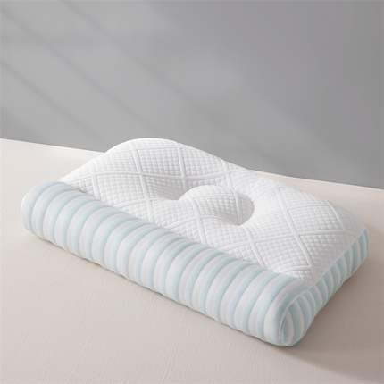 大熊枕芯 2024新款情侣款刺绣牵引枕枕头枕芯 蓝色高枕一只