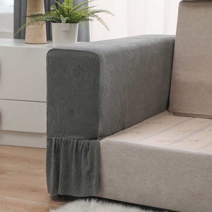 91家纺网 家纺一手货源 找家纺 千彤沙发垫 2024新款沙发扶手套-三叶草系列 三叶草-深灰