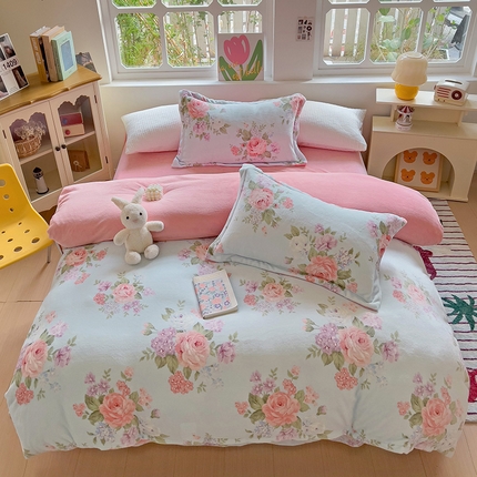 91家纺网 家纺一手货源 找家纺 （总）乐童家纺 2024新款跑量款牛奶绒床裙四件套