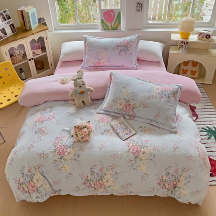 91家纺网 家纺一手货源 找家纺 （总）乐童家纺 2024新款跑量款牛奶绒床裙四件套