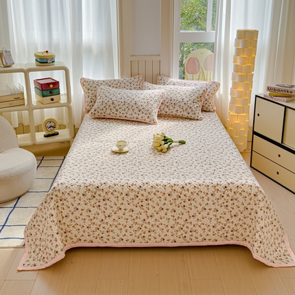 芯元素 2024新款云纱棉床盖三件套 花海