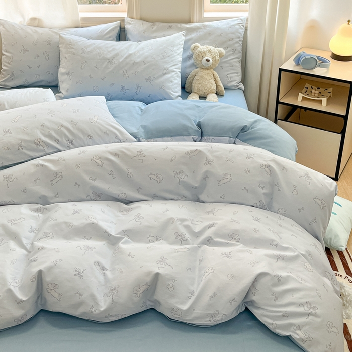 91家纺网 家纺一手货源 找家纺 晨希家居 2024新款全棉卡通印花简约款单被套 晚风逐梦