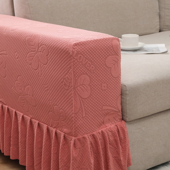 91家纺网 家纺一手货源 找家纺 千彤沙发垫 2024新款沙发扶手套-三叶草系列 三叶草-豆沙红