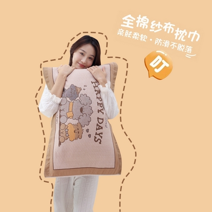 91家纺网 家纺一手货源 找家纺 （总）朴尔家纺-毛巾被 2024年新款卡通定位纯棉四层纱布枕巾