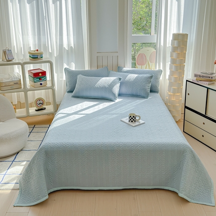 芯元素 2024新款云纱棉床盖三件套 海盐蓝