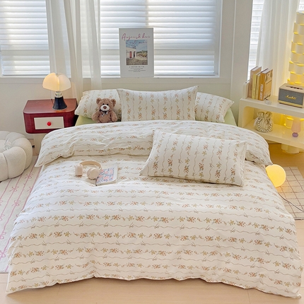 91家纺网 家纺一手货源 找家纺 卡普家居 2025新款法式全棉小香风碎花四件套-实景拍摄 春风十里