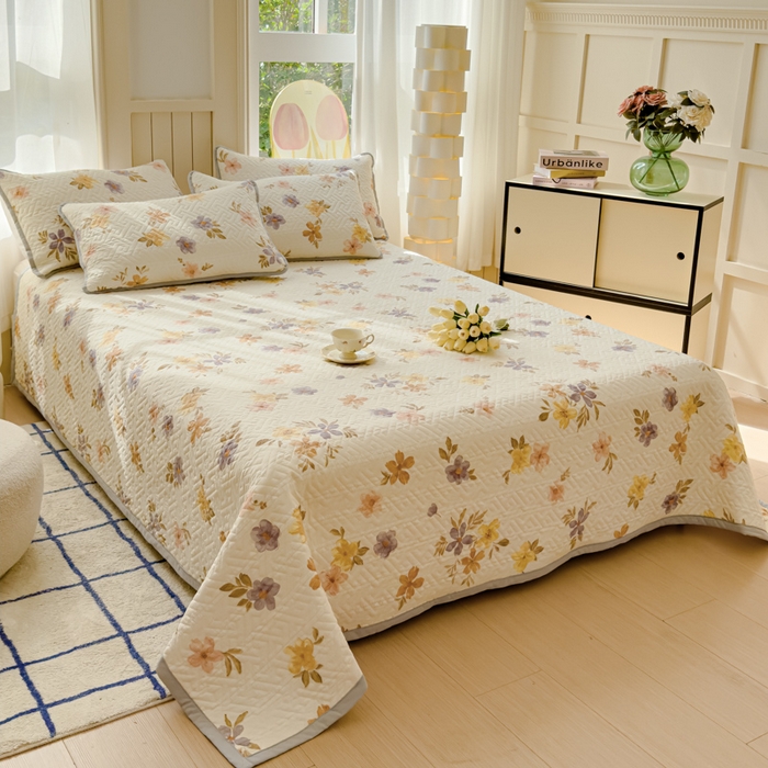 91家纺网 家纺一手货源 找家纺 芯元素 2024新款云纱棉床盖三件套 瑾年