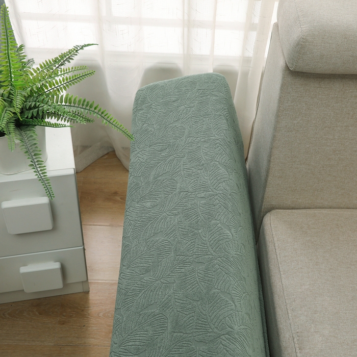 91家纺网 家纺一手货源 找家纺 千彤沙发垫 2024新款沙发扶手套-小树叶系列 小树叶-豆绿