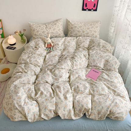 91家纺网 家纺一手货源 找家纺 卡普家居 2025新款法式全棉小香风碎花四件套-小红书拍摄 花缇-米