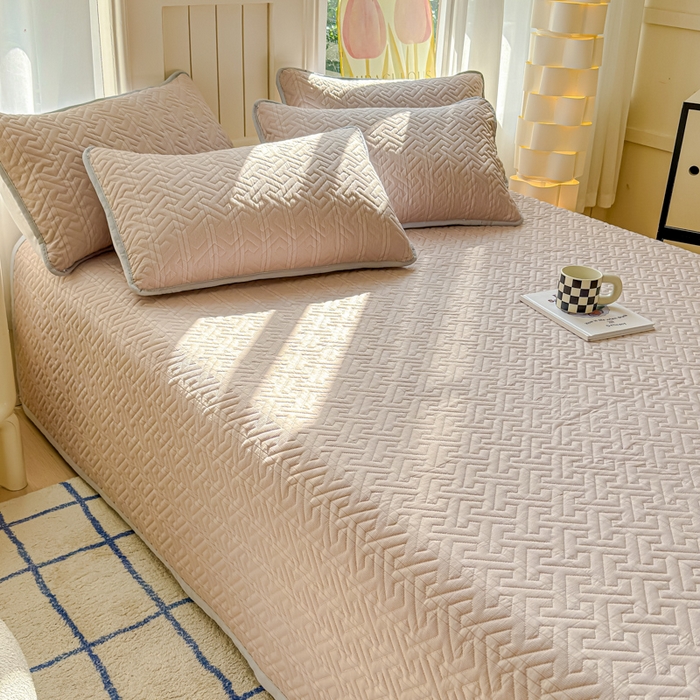 91家纺网 家纺一手货源 找家纺 芯元素 2024新款云纱棉床盖三件套 绅士咖